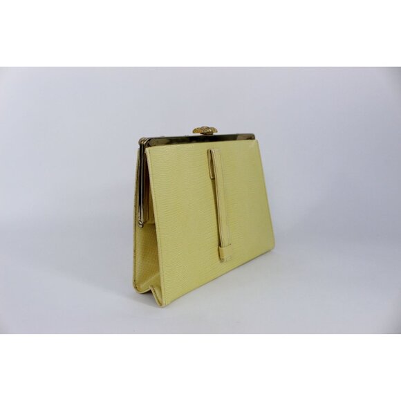 Vintage L & M After Five Bamboo Frame Clutch with Faux Lizard Finish and Attache - Picture 4 of 16